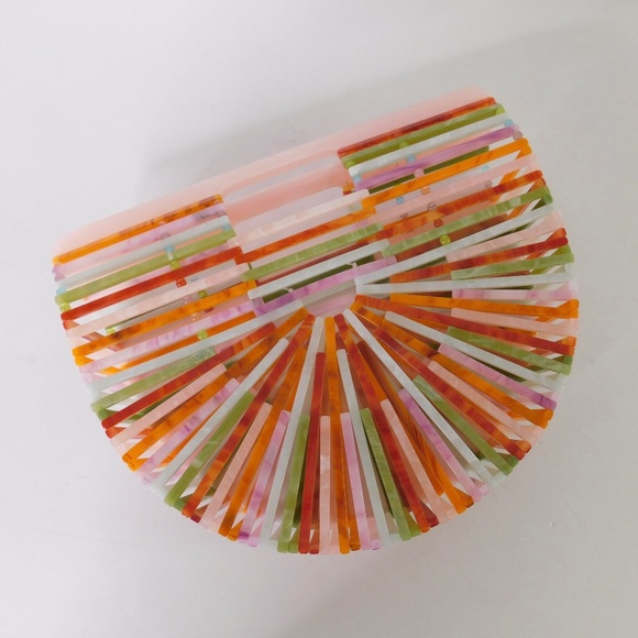 Unbranded Handbags - Colorful Ark Acrylic Multicolor Rainbow Clutch Structured Semi-Circular Bag